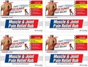 Muscle & Joint Pain Relief Rub, Fast Relief from Minor Arthritis, Backache, Muscle & Joint Pain Non-Grazy Cream, 2oz (4pk)