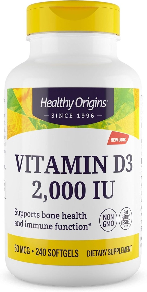 Υγιεινή προέλευση Βιταμίνη D3, 2000 IU, 240 Count