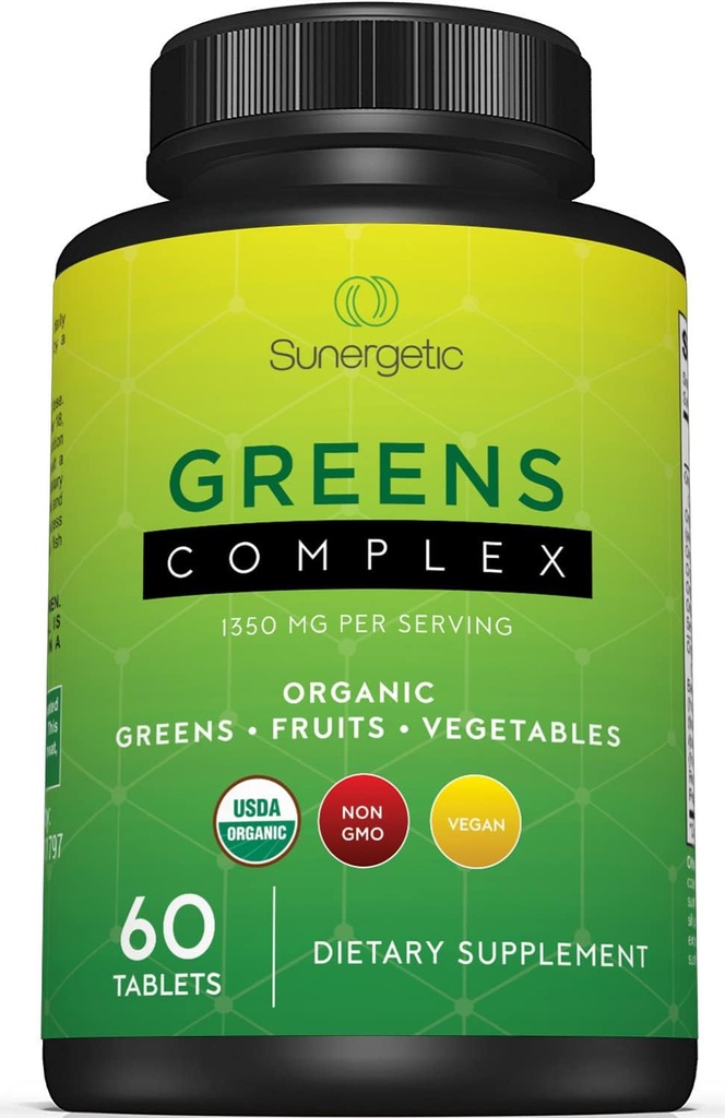 Premium USDA Organic Greens Superfood Tablets – Πράσινα Superfood Powder Περιλαμβάνει Veggies, Φρούτα & Πολυφαινόλες – Daily Greens Superfood Powder Supplement– 60 Green Tablets