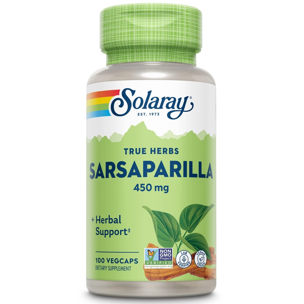 SOLARAY Sarsaparilla Root 450 mg - Παραδοσιακή βοτανική υποστήριξη - Μη ΓΤΟ, Vegan, Lab Επαληθευμένο - Εγγύηση επιστροφής χρημάτων 60 ημερών - 100 εξυπηρετήσεις, 100 VegCaps