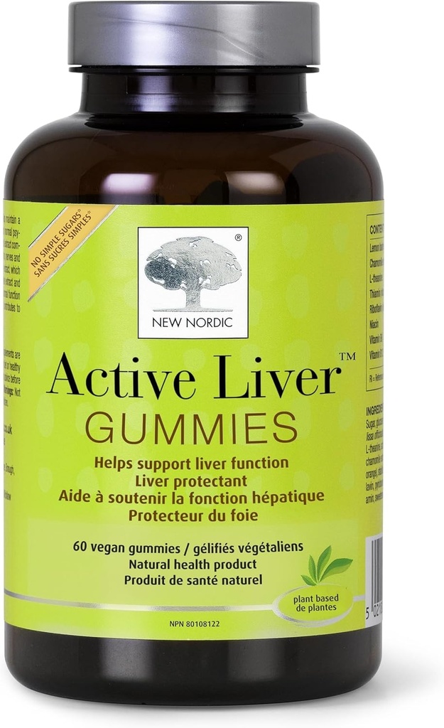 NEW NORDIC Active Liver Gummies, Γαϊδουράγκαθο γάλακτος, Artichoke & Turmeric Supplement, Φυσικό Ροδάκινο Mango Flavor, Ζάχαρη Χωρίς & Vegan, 60 Count (Pack of 1)