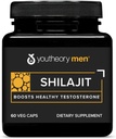 Youtheory Men's Shilajit - 250 mg Shilajit Κάψουλες - Συμπλήρωμα Ενέργειας - Υποστηρίζει Stamina & Αντοχή* - Γλουτένη, Γαλακτοκομικά & Σόγια Χωρίς - 60 Veg Κάψουλες