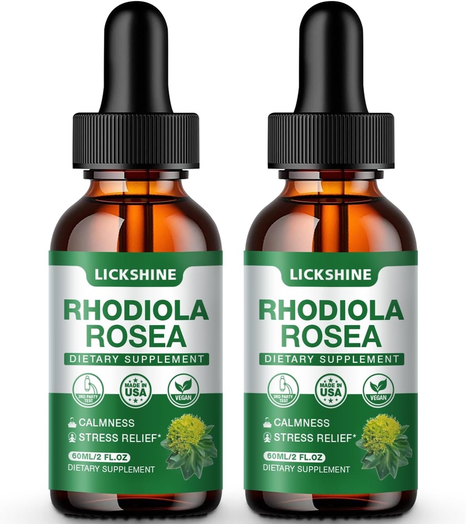 2 Pack 2000MG Rhodiola Rosea Βάμμα - Βιολογικό φυσικό εκχύλισμα Rhodiola Rosea συμπλήρωμα σταγόνων υγρών για το άγχος, τη διάθεση, την ενέργεια και τον εγκέφαλο Υποστήριξη - Καλύτερη απορρόφηση, Χωρίς ζάχαρη 4 Fl Oz