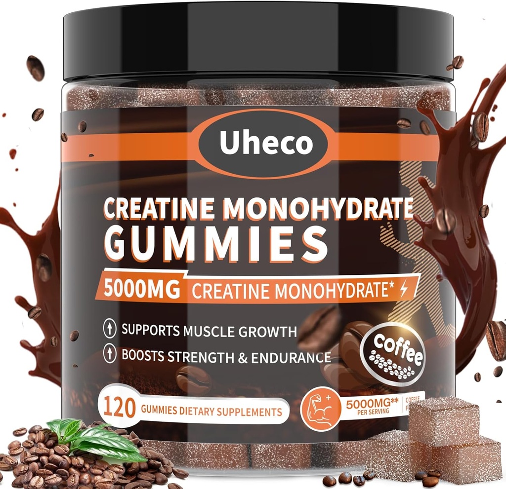 Καφές Flavor Creatine Monohydrate Gummies 5000mg για άνδρες & γυναίκες,Περιέχει L-Taurine + Βιταμίνη B12, Betaine, L-Citrulline για μυϊκή δύναμη, Βελτίωση της αντοχής στην άσκηση -116 κόμης