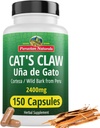 Pervian Naturals Cat's Claw Herbal Supplement 150 Κάψουλες - Uña de Gato 2400mg Vegan, 100% Natural Cats Claw Bark Grown in Peru, Non-GMO, Uncaria Tomentosa UNA de Gato