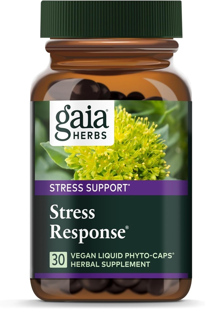 Gaia Herbs Stress Response Supplements - Supports Relaxation - with Rhodiola, Holy Basil, Ashwagandha & More - 30 Vegan Liquid Phyto-Capsules (15 Servings)