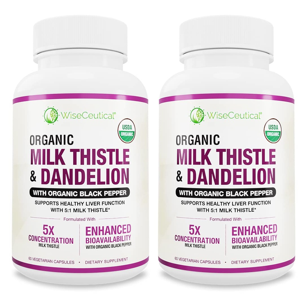 Max Απορρόφηση USDA Organic Milk Thittle Poent 5:1 Συμπυκνωμένο εκχύλισμα (δύναμη 2000mg) & Organic Dandelion Root 