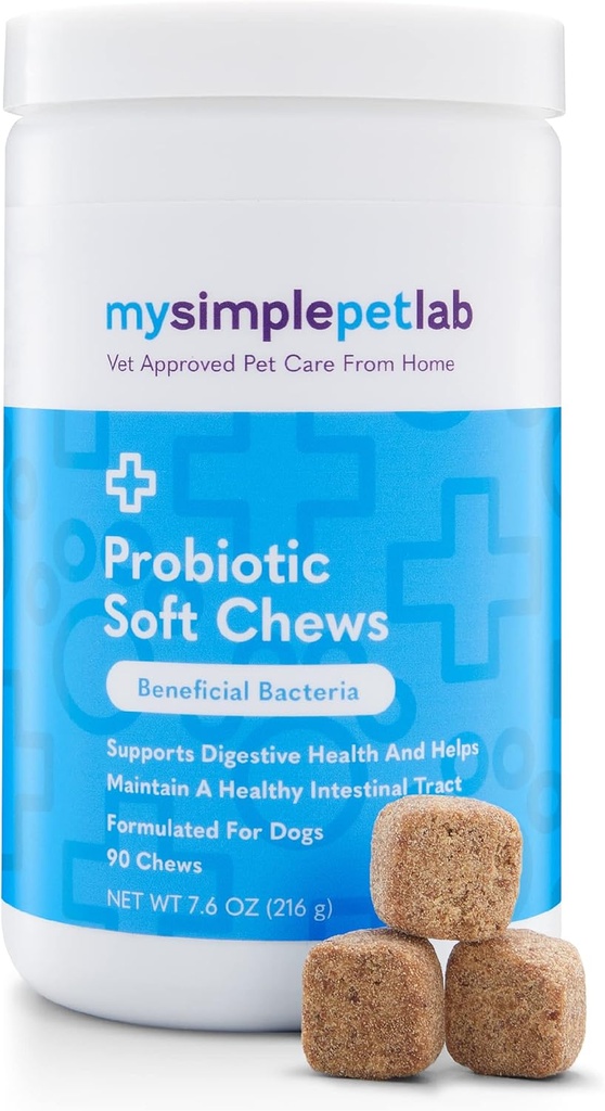 Προβιοτικά σκύλου MySimplePetLab, 5-Strain Probiotic Blend, Healthy Chews κατοικίδιων ζώων, Υποστηρίζει Digestive Υγεία, Λειτουργία ούρων, ανοσοποιητικό σύστημα, Νόστιμο Probiotic Μαλακά μάσημα για σκύλους, ημερήσιο συμπλήρωμα