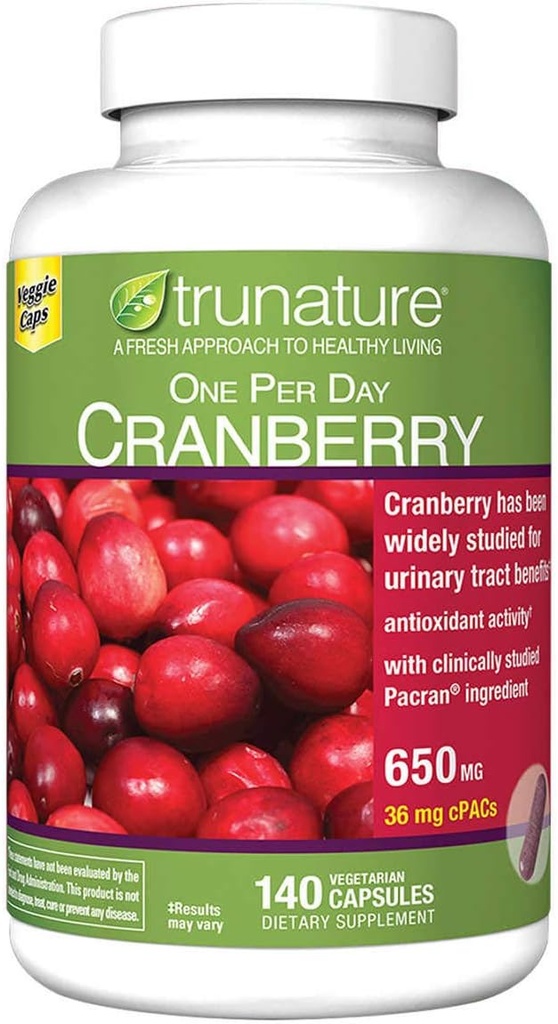 trunature Cranberry 650 mg, 140 Vegetarian Capsules (3 Pack)