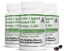 TURNER New Zealand Green Liped Omega-3 Mussel Oil, 53x Ανώτερη Ικανότητα με UAF1000+ Super Antioxidant. Χωρίς ψαρική επίγευση, 3 μπουκάλια, 180 Softgels