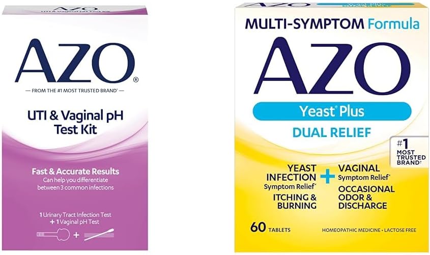 AZO Ουρολοίμωξη Λωρίδα δοκιμής + Κολπικό pH σετ δοκιμής + Κολπική λοίμωξη & Κολπικά δισκία ανακούφισης συμπτώματος, 60 μέτρα