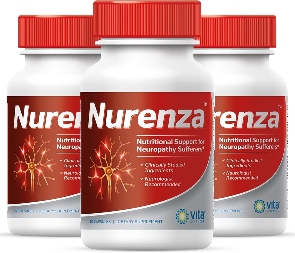 Vita Sciences Nurenza Neuropathy Συμπλήρωμα ανακούφισης για Nerve Υγεία και γρήγορη επισκευή. Φυσική μορφή R-ALA 40x Δύναμη w/Vitamins, Αντιοξειδωτικά και Revitalizing Feet, χέρια, πόδια, και δάχτυλα.