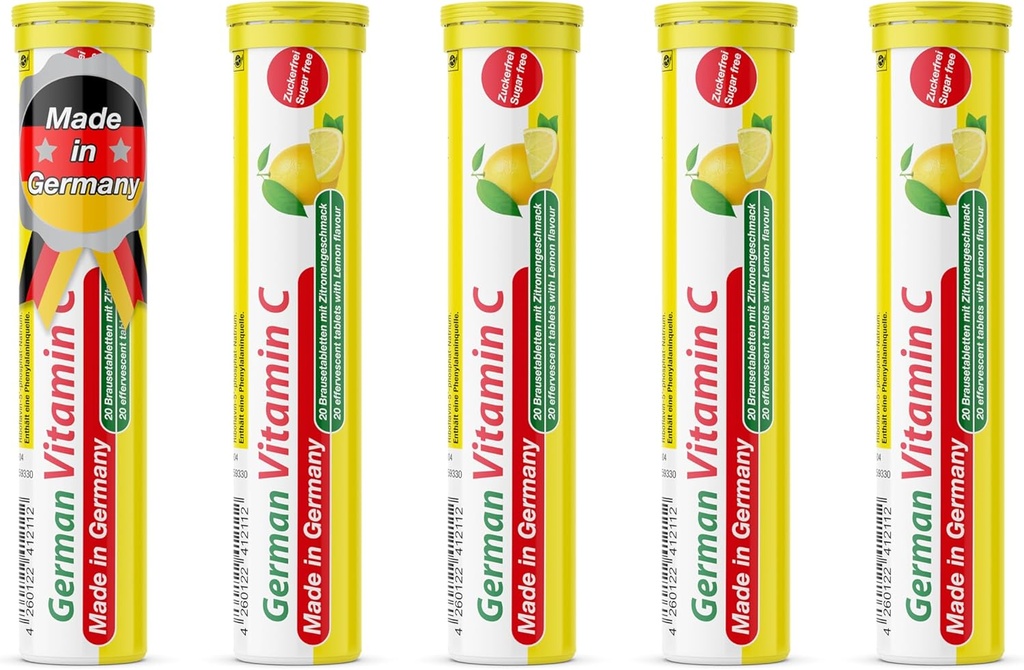 T&D Γερμανική Βιταμίνη C 180 mg - 40 Vegan Drink Αναβράζοντα Δισκία - Λεμόνι Lime Flavor - Κατασκευάζεται στη Γερμανία