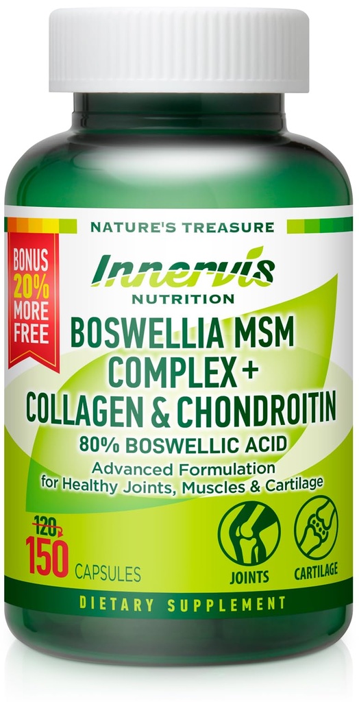 Boswellia MSM Complex 150 Caps – Supports Joint Health | Collagen, Chondroitin, Turmeric