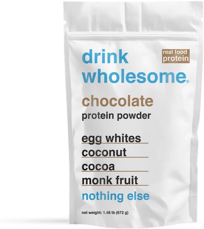 drink wholesome Chocolate Egg White Protein Powder | for Sensitive Stomachs | Gut Friendly | Additive & Dairy Free | No Artificial Sweeteners | No Bloating, Farts or Gas | No Constipation or Diarrhea