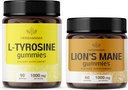 HERBAMAMA L-Tyrosine and Lion's Mane Kit - Bundle 1000 mg L-Tyrosine & 1000 mg Lion's Mane Gummies - Vegan, Non-GMO, Gelatin-free - 2 Pack