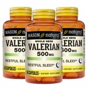 MASON NATURAL Valerian Root 500 mg, 6μηνη παροχή, φυσική βοήθεια ύπνου, προωθεί υγιή & ξεκούραστο ύπνο, συμπλήρωμα βοτάνων, 3 συσκευασία