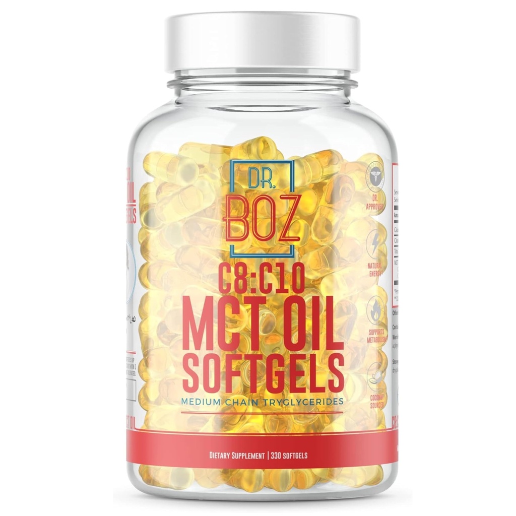 Dr. Boz - C8:C10 MCT Oil Supplement (330 Softgels) - Γιατρός Εγκεκριμένος - Φυσική Ενέργεια, Διαχείριση Βάρος, & Πνευματική Εστίαση - Αυξάνει Κετόνες - Κατασκευάζεται από καθαρό λάδι καρύδας - Κατασκευάζεται στις ΗΠΑ - Αυτοπεριποίηση