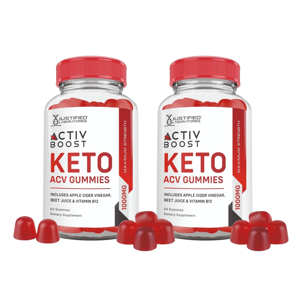 Justified Laboratories (2 Pack Activboost Keto Acv Gummies Advanced Formula 1000MG Active Boost Formulated with Ρόδι με σκόνη χυμού Β12 Vegan Non GMO 120 Gummys