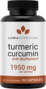 Luma Nutrition Turmeric Curcumin with Black Pepper - 95% Curcuminoids - 1950mg Per Serving - Premium Turmeric Supplement - with BioPerine for Max Absorption - Made in USA - 90 Capsules