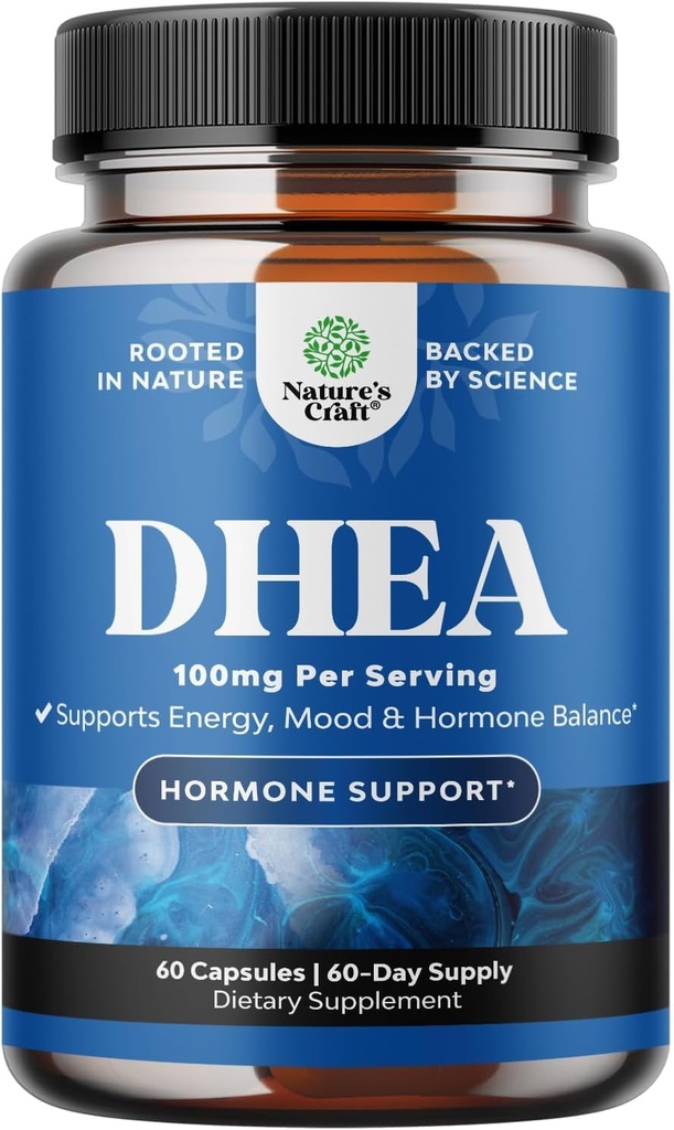 DHEA συμπλήρωμα για γυναίκες & άνδρες - καθαρό DHEA 100mg για την ισορροπία ορμονών, βελτιώνει τη σταθερότητα διάθεσης, λειτουργία εγκεφάλου, ανοσοποιητικό σύστημα, ενέργεια και γονιμότητα - κάψουλες Dehydroepiandrosterone για ενήλικες - 60 Ct