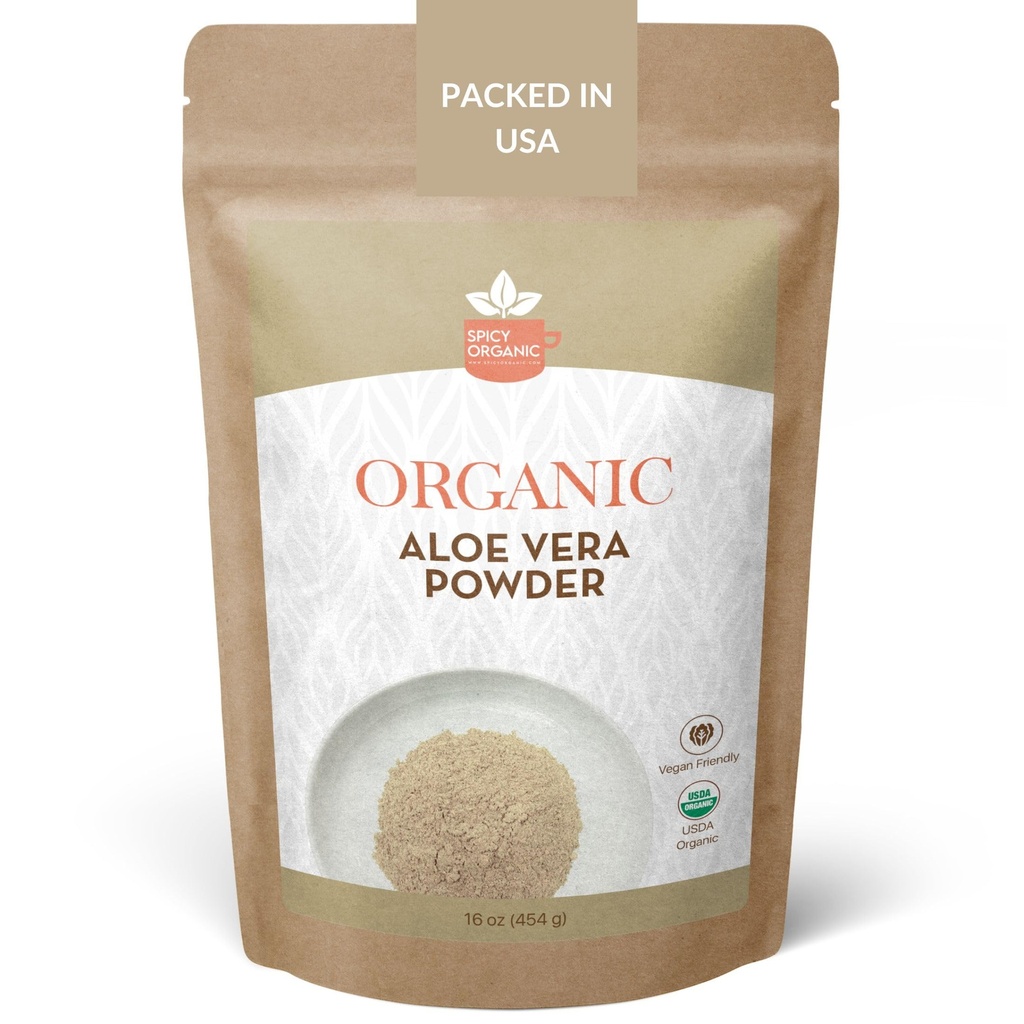 Organic Aloe Vera Powder for Skin & Hair – 4 oz. - Aloe Barbadensis - Μάσκα προσώπου για φυσική ομορφιά, USDA Certified Organic & Non-GMO