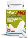 Milkaid Max Κάψουλες για δυσανεξία στη λακτόζη Ανακούφιση με ένζυμο Lactase, Συμπλήρωμα Διατροφής για να βοηθήσει στην πρόληψη του αερίου, Bloating & Διάρροια Λόγω της ευαισθησίας στη λακτόζη 