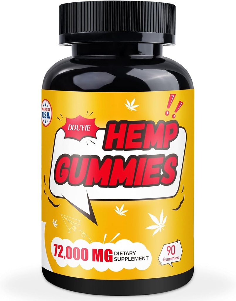 Hemp Gummies High Potency, Organic Hemp Supplement for Peaceful Bedtime, Pain, Mood - with Pure Hemp Oil Extract - Natural Edibles Hemp Gummy Bears - Vegan, Non-GMO, Sugar Free
