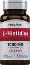 Piping Rock L-Histidine 1000 mg | 60 Capsules | Free Form Supplement | Non-GMO, Gluten Free