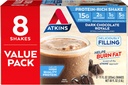 Atkins Gluten Free Protein-Rich Shake, Dark Chocolate Royale, Keto-Friendly, 8 Count (Pack of 1)