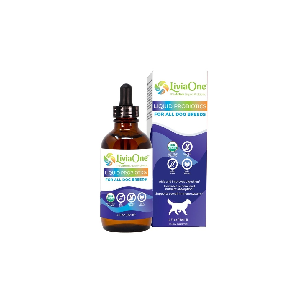 LiviaOne BioLifePet Υγρά Προβιοτικά για σκύλους, Βιολογικά Συμπληρώματα Προβιοτικών Σκύλων, Προβιοτικά για κουτάβια και σκύλους, 4 Fl Oz (πακέτο του 1)
