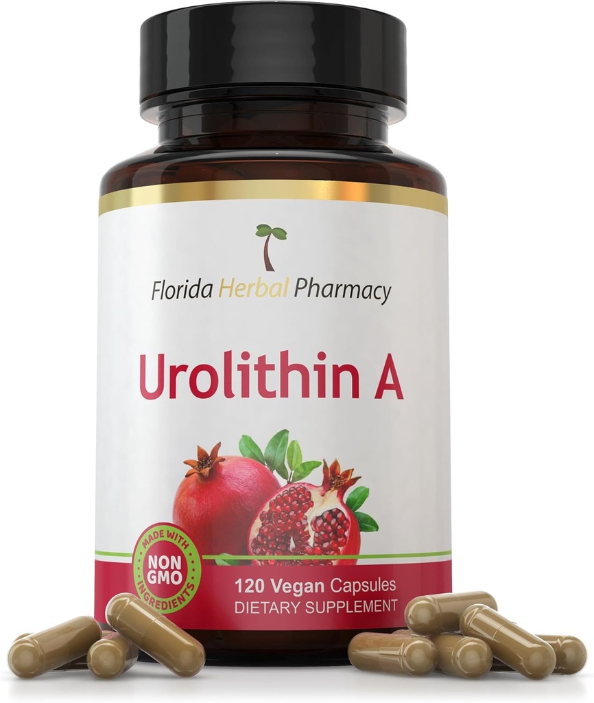Florida Herbal Pharmacy, Urolithin A Συμπληρώματα Εκχυλίσματος Καψάκια (120 Κάψουλες) 500 mg ανά Καψάκιο, 1000 mg Σερβίροντας