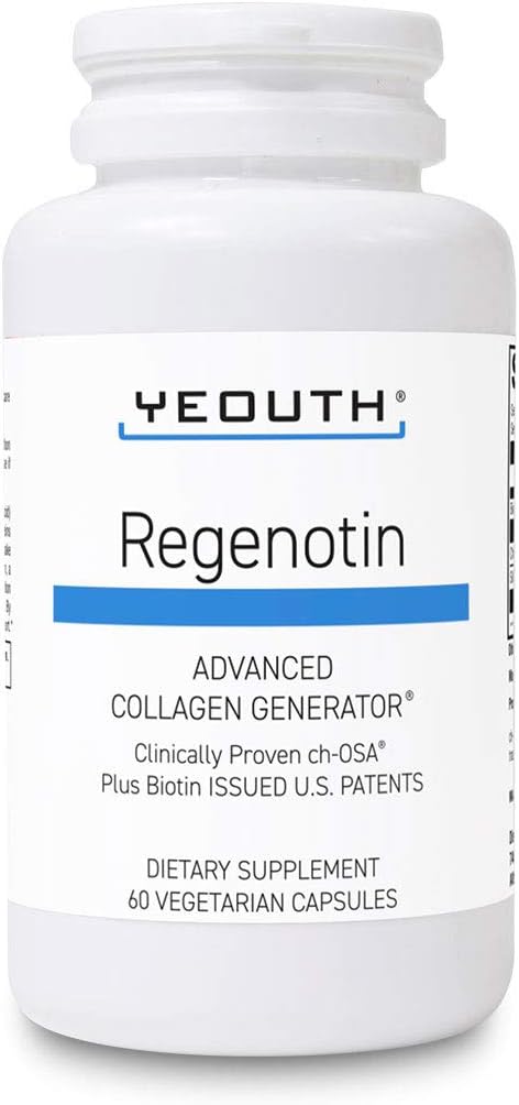 YEOUTH Regenotin Collagen Υποστήριξη για το δέρμα, νύχια, μαλλιά, και αρθρώσεις, χορτοφαγικά συμπληρώματα διατροφής για άνδρες και γυναίκες, 60 κάψουλες
