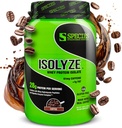 Species Nutrition Isolyze Whey Protein Powder, 100% Whey Isolate for Muscle Building, 27.5g Protein Per Scoop, No Sugar & Low Fat (Coffee, 22 Servings)