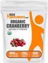 BulkSupplements.com Organic Cranberry Extract Powder - Organic Cranberry Flavoring Powder, Sourced from Vaccinium Macrocarpon Fruit - Vegan & Gluten Free, 500mg per Serving, 250g (8.8 oz) (Pack of 1)