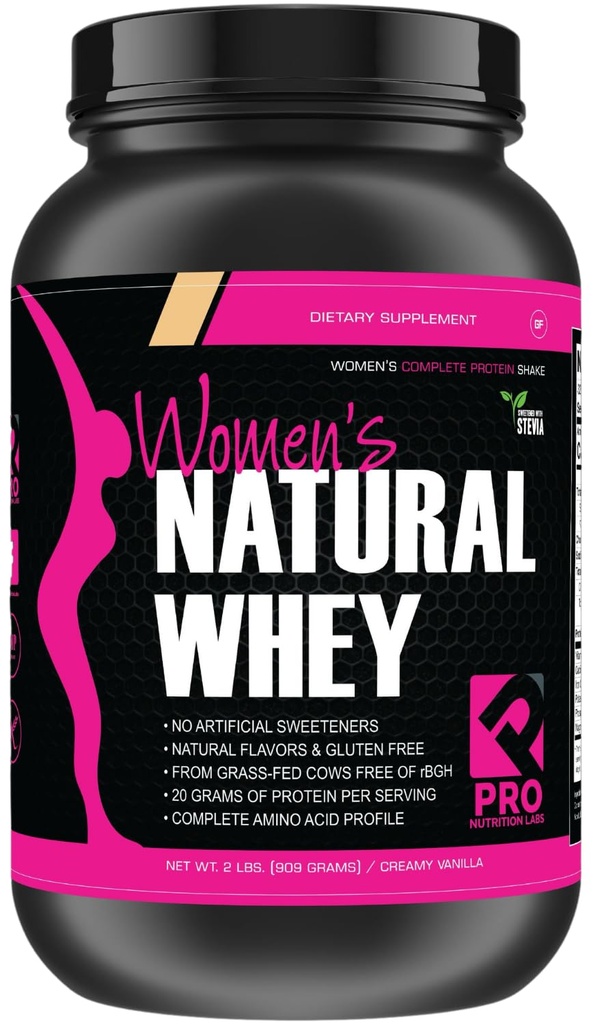 Whey Protein Powder για τις γυναίκες Βανίλια σκόνη - χαμηλή υδατάνθρακες χωρίς γλουτένη χόρτο-Fed rBGH-free - Υποστηρίζει απώλεια βάρους - Φυσικό Stevia Sweeted Protein Shake, 20g (Creamy Vanilla, 2lb)