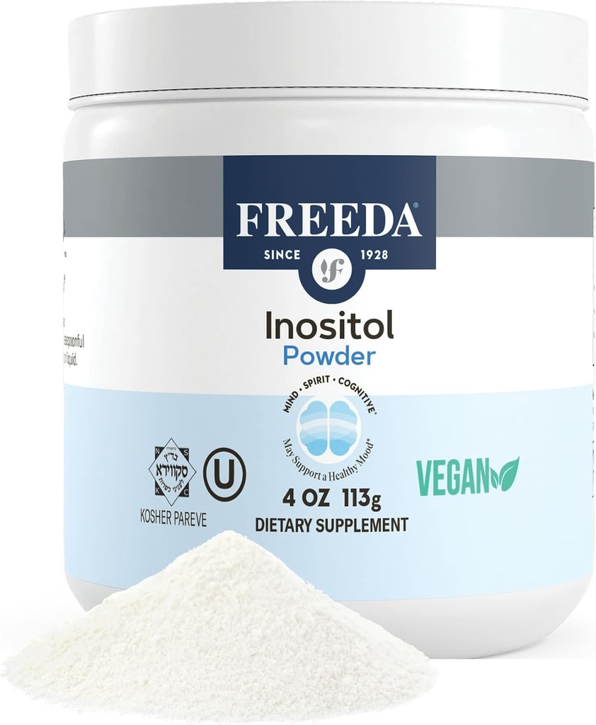 FREEDA Pure Myo-Inositol σε σκόνη – Βιταμίνη Β8 για ορμονόνη, Mood & Cellular Health – Υποστηρίζει γονιμότητα, εστίαση, ενέργεια και λειτουργία νευρικού συστήματος – Kosher, Vegan, μη-GMO, χωρίς γλουτένη (4 oz)
