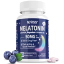 Μελατονίνη 50 mg για ενήλικες - Επιπλέον δύναμη 9-σε- 1 Γρήγορη διάλυση Υπογλώσσια - w/Vitamin D3 & MSM, Χαλαρωτική βοτανική ανάμειξη-Ashwagandha, Λέμον βάλσαμο, Πασχαλινό, Χαμομήλι, Σούγκαρ Δωρεάν, Vegan 60 εξυπηρετούν