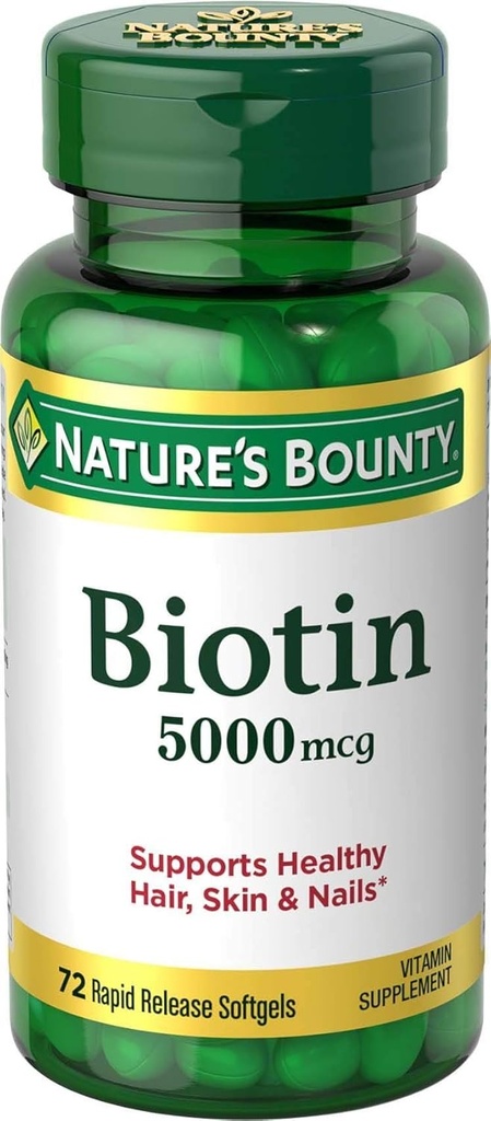 Nature's Bounty Biotin 5000 mcg Liquid Softgels 72 ea (Pack of 5)
