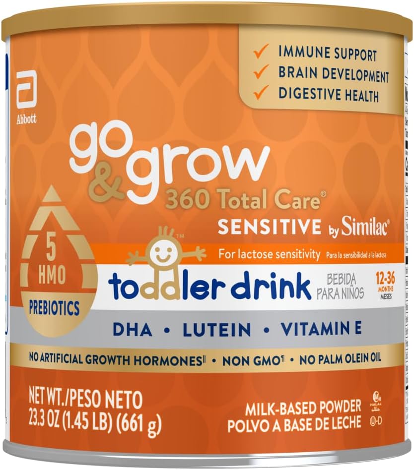 Go & Grow 360 Total Care Sensitive by Similac Toddler Διατροφικό Ποτό με 5 HMOs, σκόνη, 23.3-oz Can