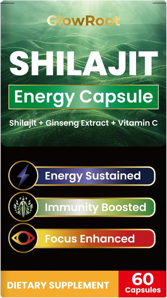 Shilajit κάψουλες, υψηλής ποιότητας Shilajit από τα Ιμαλάια, Abundant Fulvic Acid & 85+ Trace Minerals, Gluten Free, No Added Sugar Shilajit Κάψουλες για άνδρες και γυναίκες