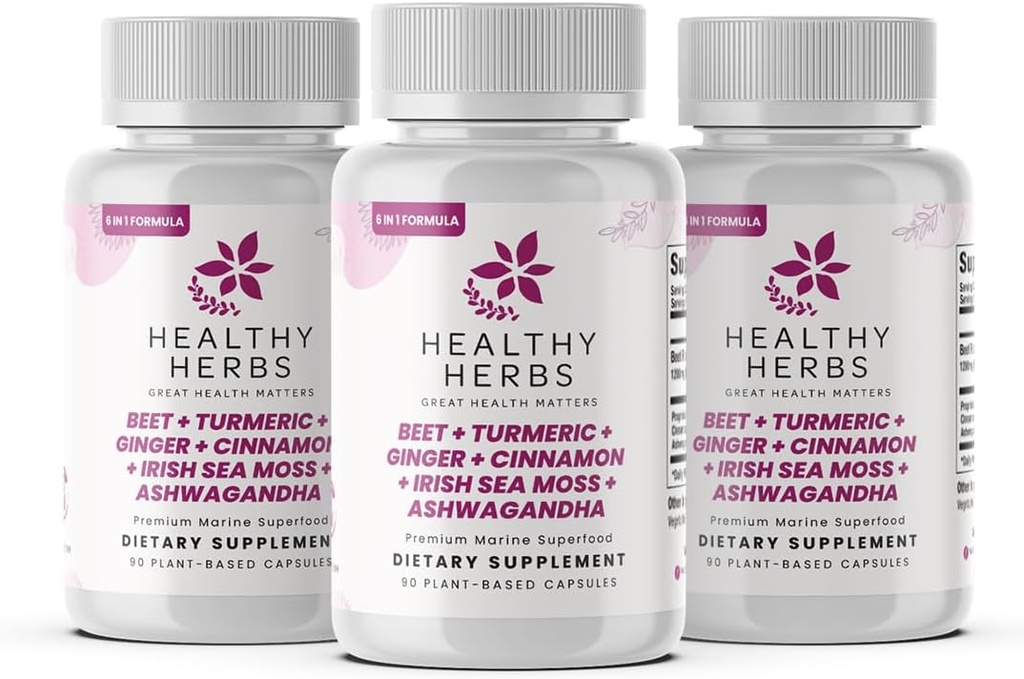 Healthy Herbs Wildcrafted Sea Moss Capsules | 1950mg BATCG-6 "Heart Complex Advanced Sea Moss Superblend | US-Made, Vegan, Non-GMO, Easy-Swallow (3-Pack)