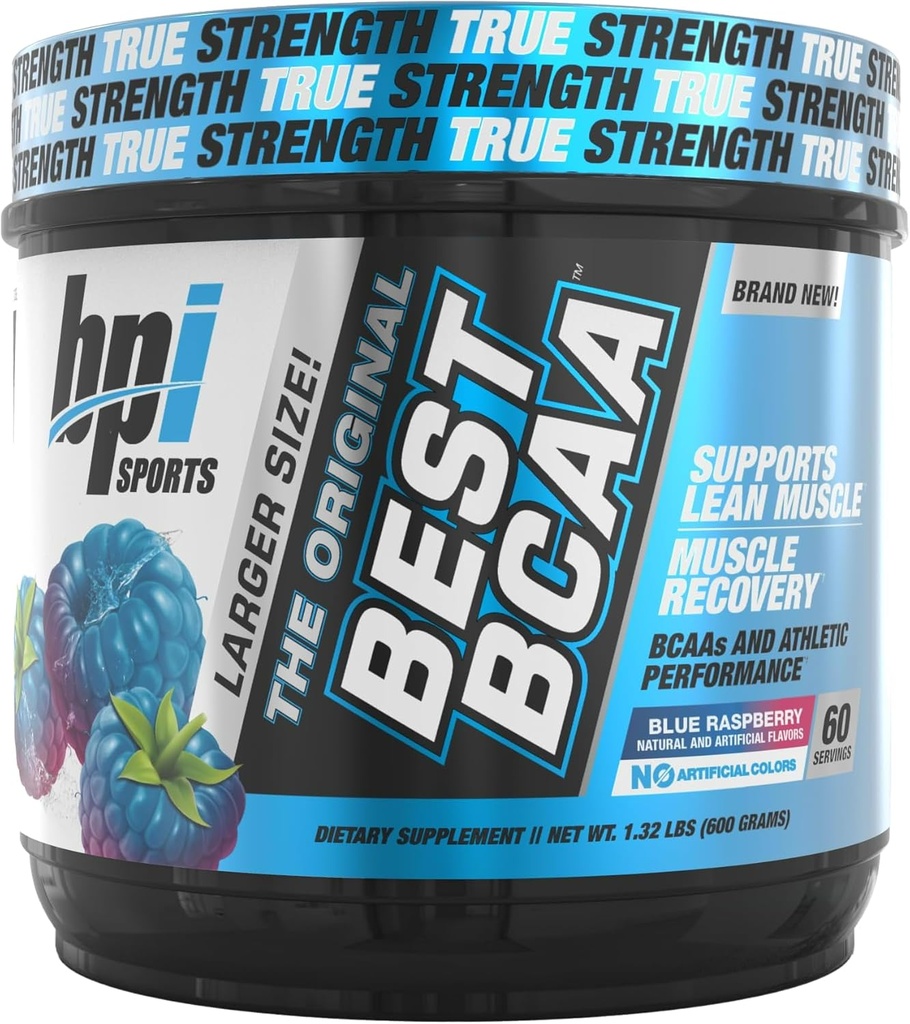 BPI Sports Best BCAA - BCAA Σκόνη - Διακλαδισμένη Αλυσίδα Αμινοξέα - Ανάκτηση μυών - Σύνθεση Μυϊκής Πρωτεΐνης - Βελτιωμένη Απόδοση – Ενυδάτωση – Μπλε Βατόμουρο - 60 Υπηρεσίες - 21.12 Oz