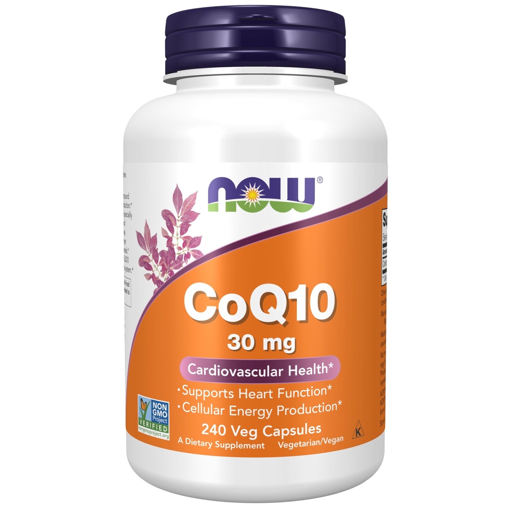 NOW Συμπληρώματα, CoQ10 30 mg, Φαρμακευτική Βαθμός, All-Trans Form που παράγεται με ζύμωση, 240 Veg Κάψουλες