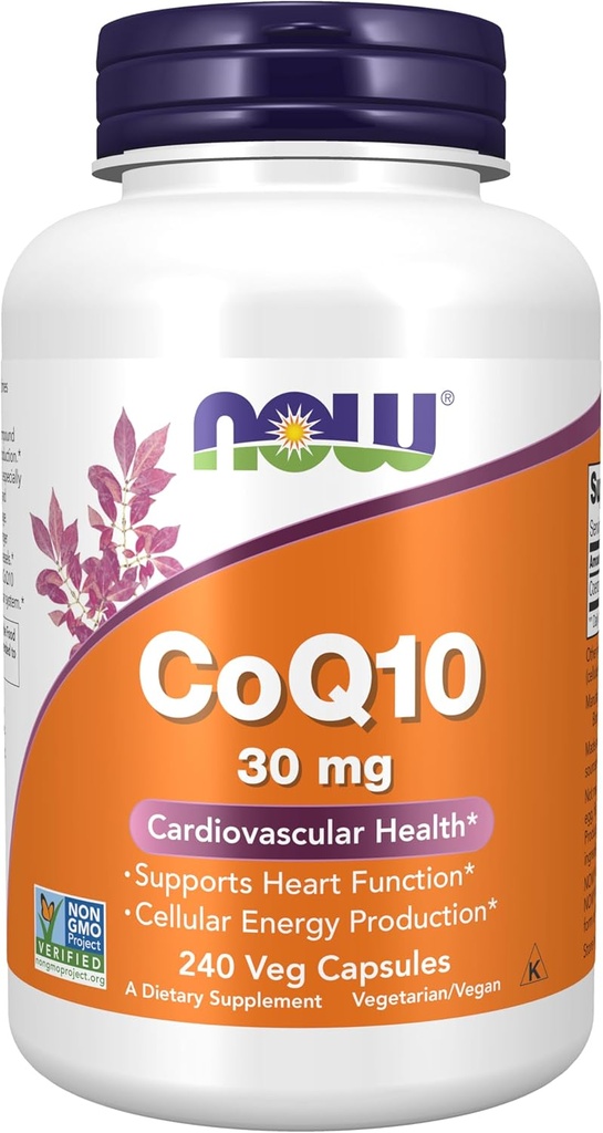 NOW Supplements, CoQ10 30 mg, Pharmaceutical Grade, All-Trans Form produced by Fermentation, 240 Veg Capsules