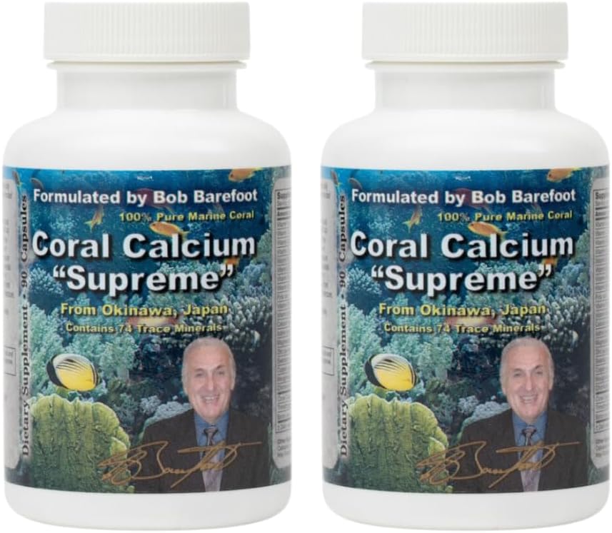 Bobs Best Coral Calcium Supreme I 100% Pure Marine Coral, 74 Trace Minerals I 90 Κάψουλες, Συσκευασία των 2