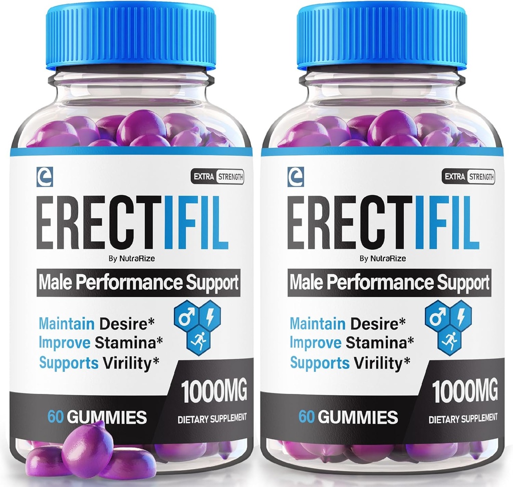 (2 Pack) Erectifil Gummies, Erectifil 1000 MG Gummies, All-Φυσική υποστήριξη Φόρμουλα για τους άνδρες, Premium συμπλήρωμα για τη συνολική υγεία και την κορυφαία απόδοση, Erec tifil Gomitas Κριτικές (120 Gummies)
