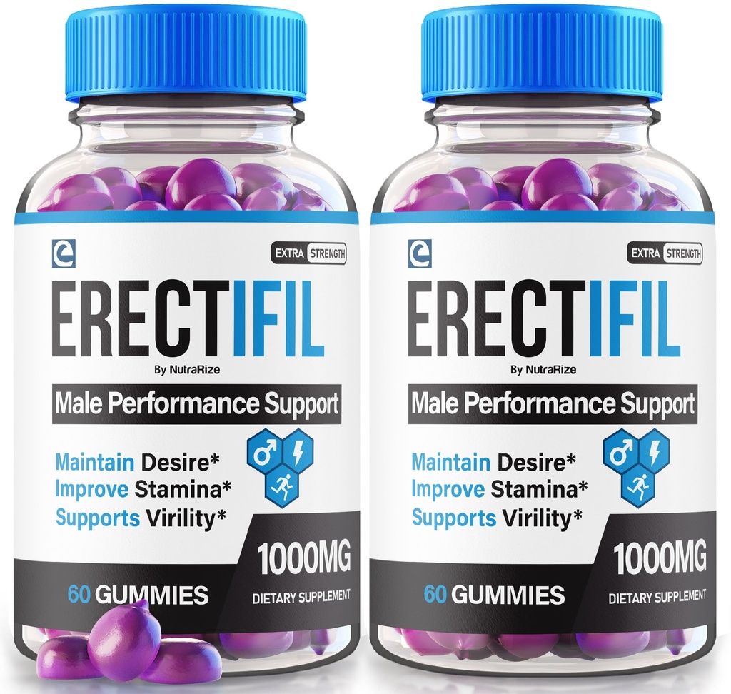 (2 Pack) Erectifil Gummies, Erectifil 1000 MG Gummies, All-Φυσική υποστήριξη Φόρμουλα για τους άνδρες, Premium συμπλήρωμα για τη συνολική υγεία και την κορυφαία απόδοση, Erec tifil Gomitas Κριτικές (120 Gummies)