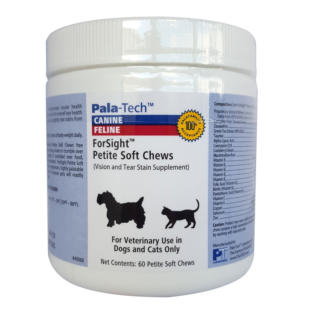 PalaTech Canine/Feline Forsight Petite Soft Chews - Δακρυγόνα Μάσημα για σκύλους - Κυνικός Συμπλήρωμα ματιών - Υποστηρίζει την υγεία των ματιών - Ιδανική για τη θεραπεία μόλυνσης των ματιών γάτας & σκύλου
