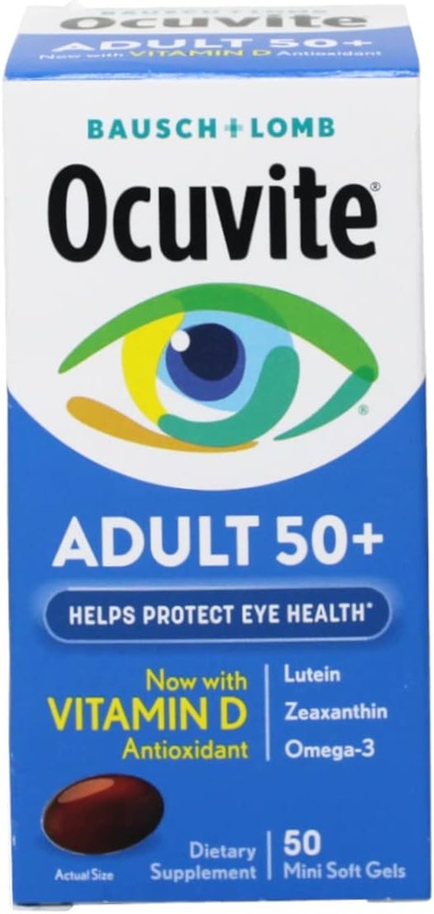 Ocuvite Adult 50+ Eye Vitamins and Mineral Supplements with Lutein, Zeaxanthin and Omega-3, 50 Count (Pack of 10)